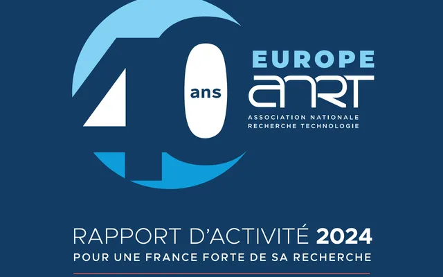 Illustration avec écrit : "Rapport d'activité 2024. Pour une France forte de sa recherche"