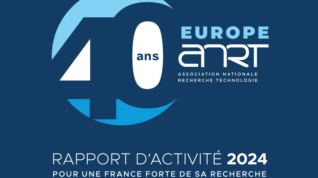 Illustration avec écrit : "Rapport d'activité 2024. Pour une France forte de sa recherche"